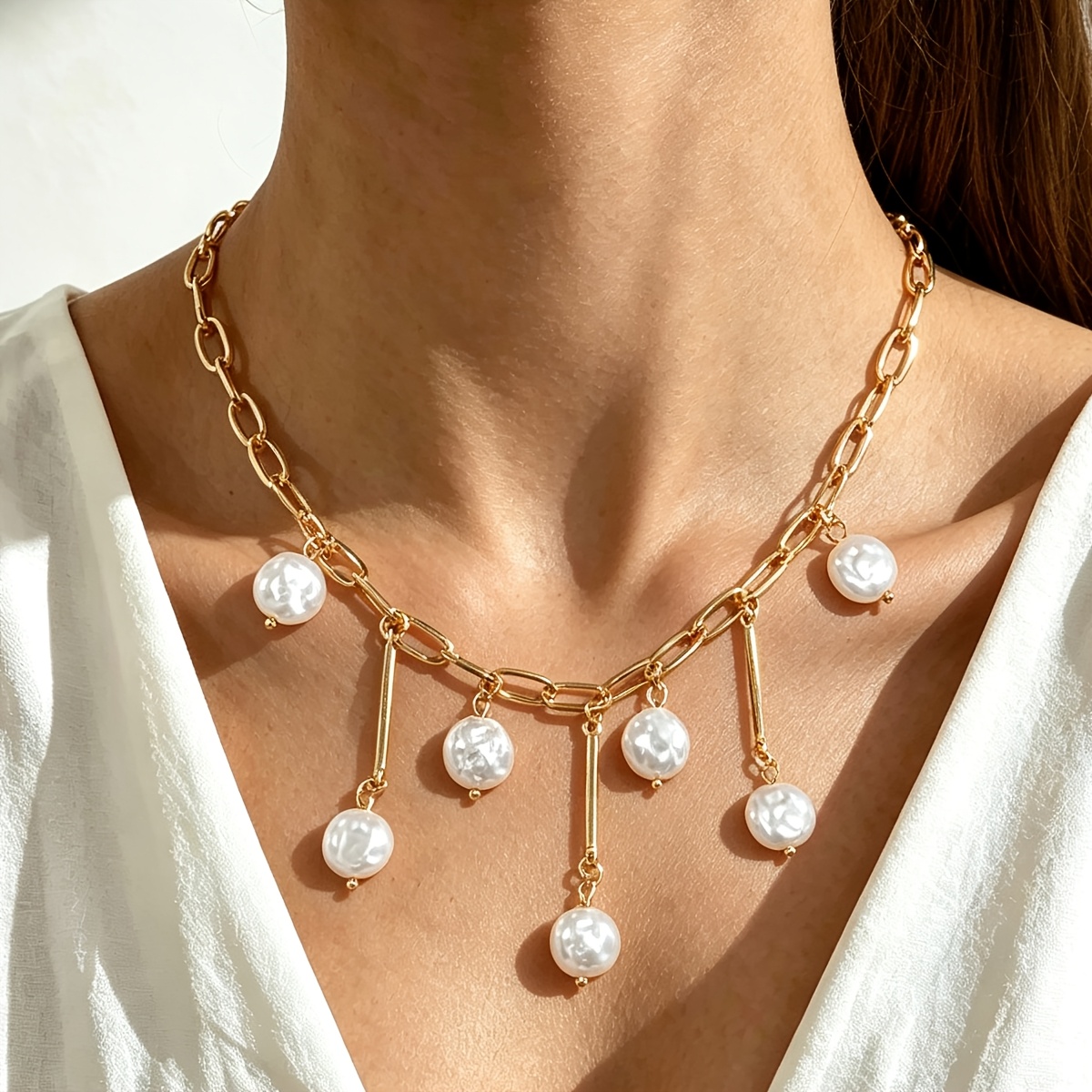 Women's Retro Imitation Pearl Pendant Necklace